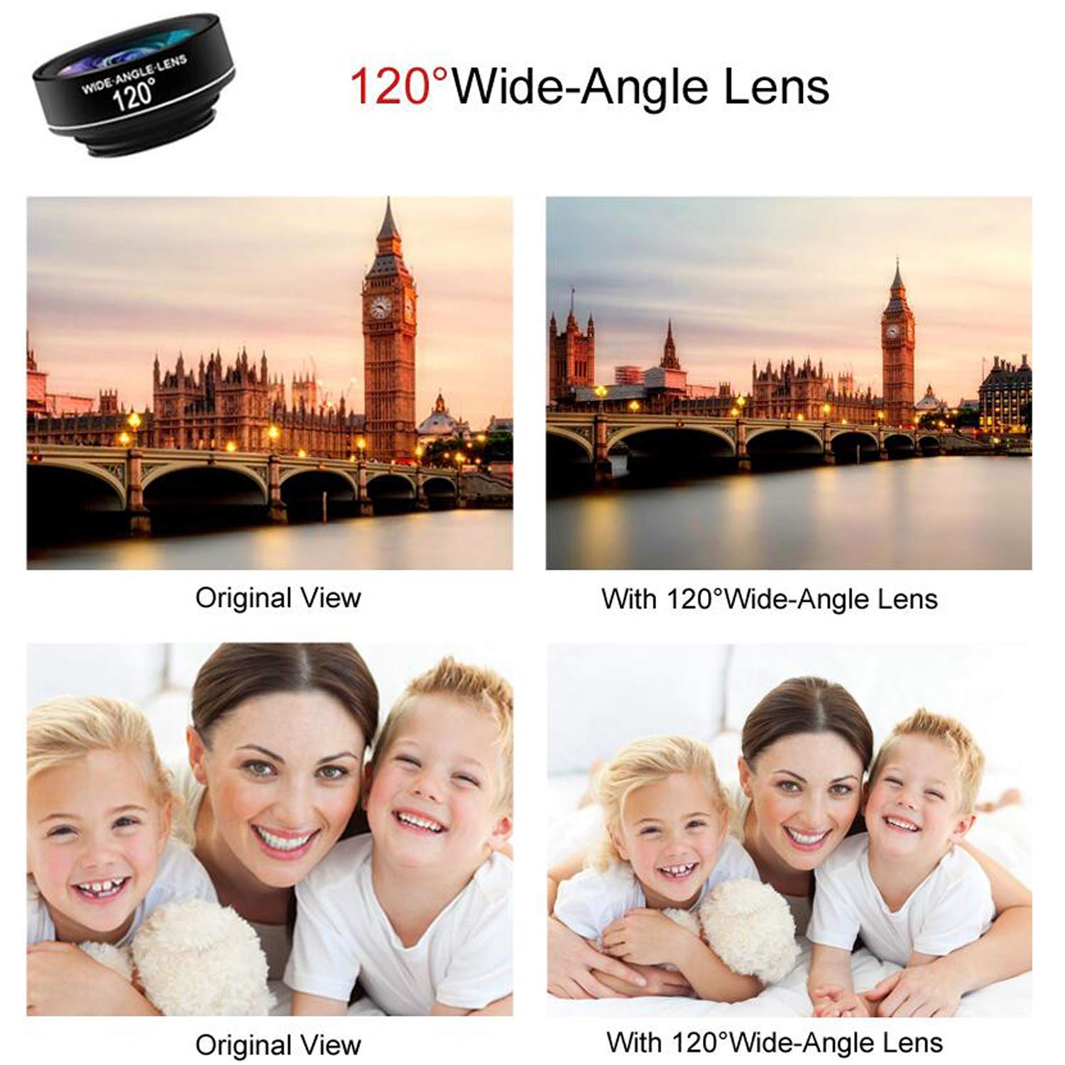 Phone Camera Lens, Faireach 4 in 1 Cell Phone Lens Kit - 18X Zoom Telephoto Lens +180° Fisheye Lens + 120° Wide Angle Lens+ 20XMacro Lens Compatible with iPhone X XS Max XR/8 Samsung Android