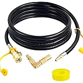 Iococee Upgraded 12FT RV Quick Connect Propane Hose for RV to Grill, Low Pressure Quick Connect Propane Hose with Elbow Adapt