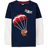 Gymboree Boys and Toddler Fall and Holiday Embroidered Graphic Long Sleeve T-Shirts