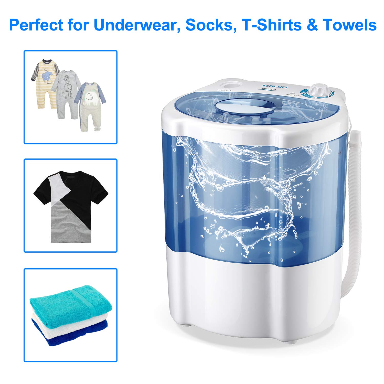 MIKIKI Mini Washing Machine for Compact Laundry, Portable Washing