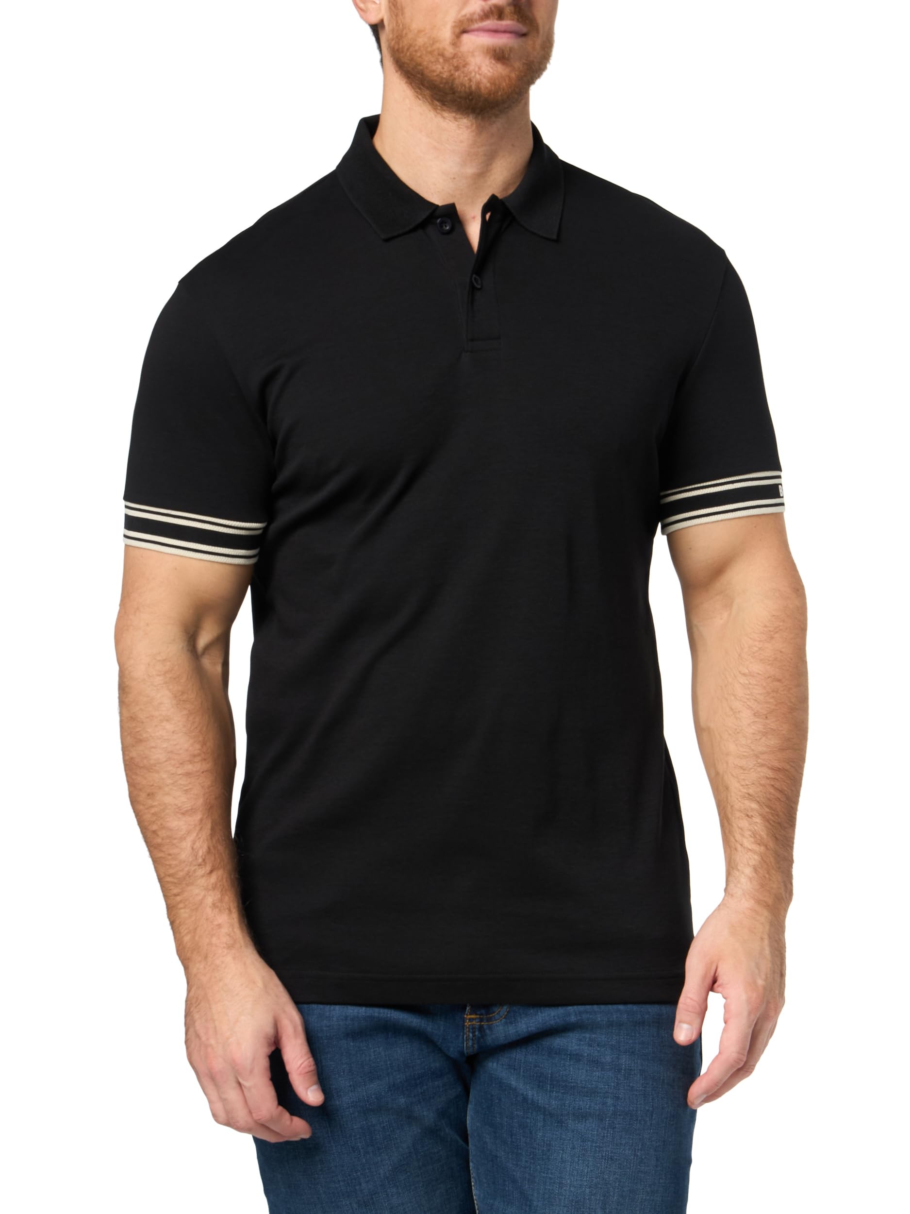 BOSS, Interlock Cotton Polo Shirt, Pitch Black, XXL