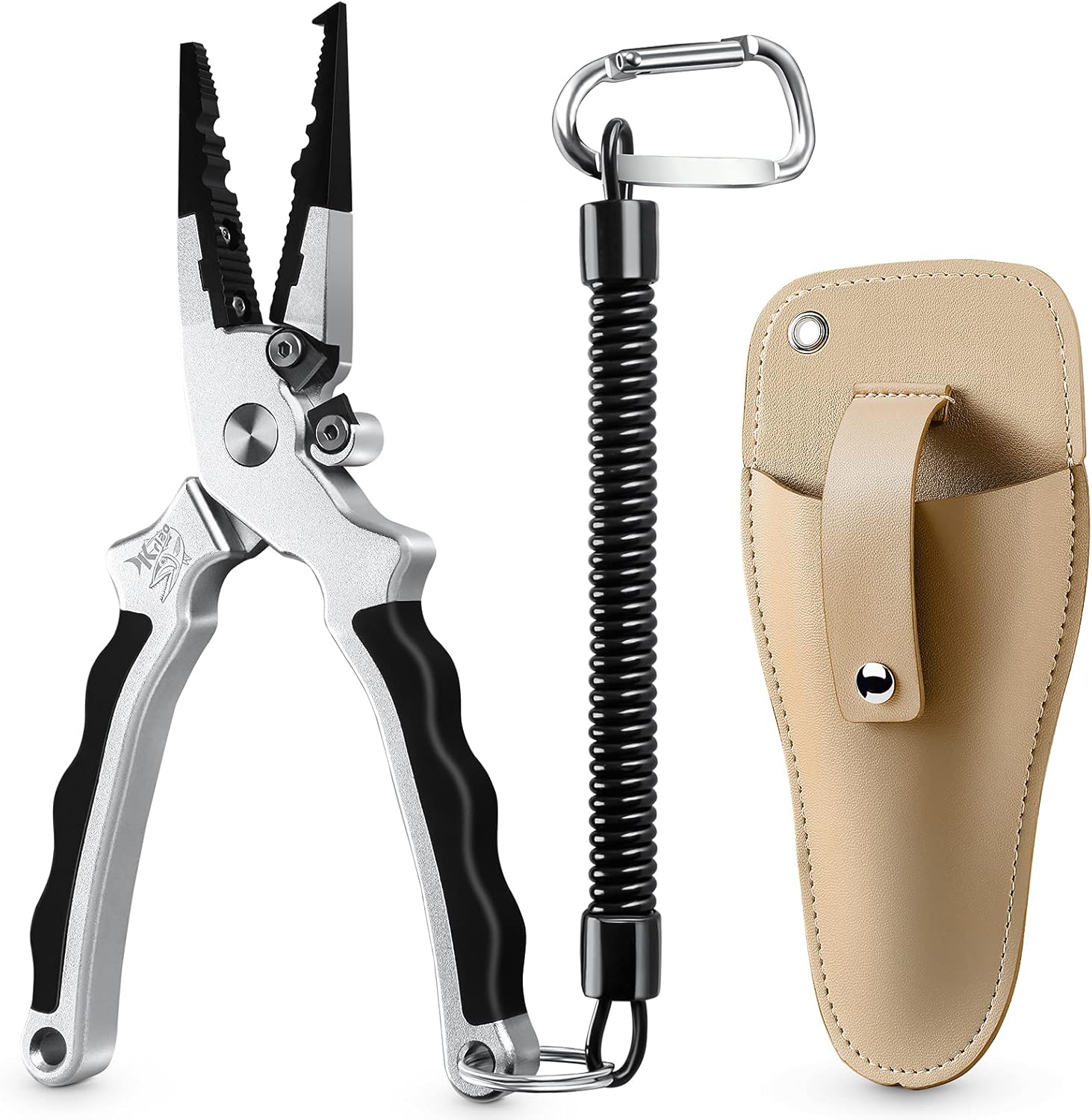 KRLAO Fishing Pliers Fish Hook Remover Muti-Function Split Rings Pliers Braid Line Cutter, Corrosion Resistant Saltwater Fishing Tool Set with Leather Sheath & Lanyard, Fishing Gifts for Men : Sports & Outdoors