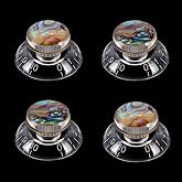 Banworks '50s Guitar Control Knobs Metric 18-Spline Knobs 6mm/0.236" | 2 Tone 2 Volume Knobs Bell Top Hat Knobs for Epiphone Les Paul LP SG Style Electric Guitars Pack of 4 JT/XN-01 Transparent