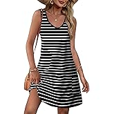 OFEEFAN Womens Summer Dresses 2026 V Neck Sleeveless Sundresses with Pockets Beach Vacation Clothes Floral/Plain