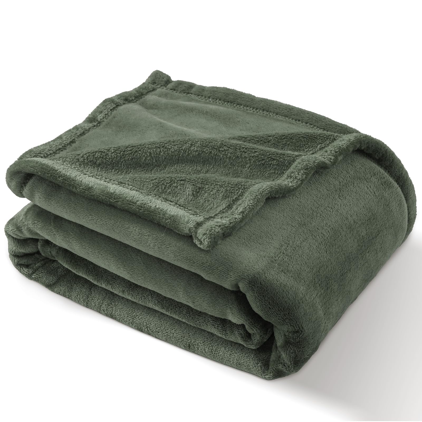 PHF Ultra Soft Fleece Blanket Single Size 130x150cm, No Shed No Pilling Luxury Plush Cozy Flannel 280GSM Lightweight Throw Blanket for Bed, Couch, Chair, Sofa Suitable for All Season, Olive Green