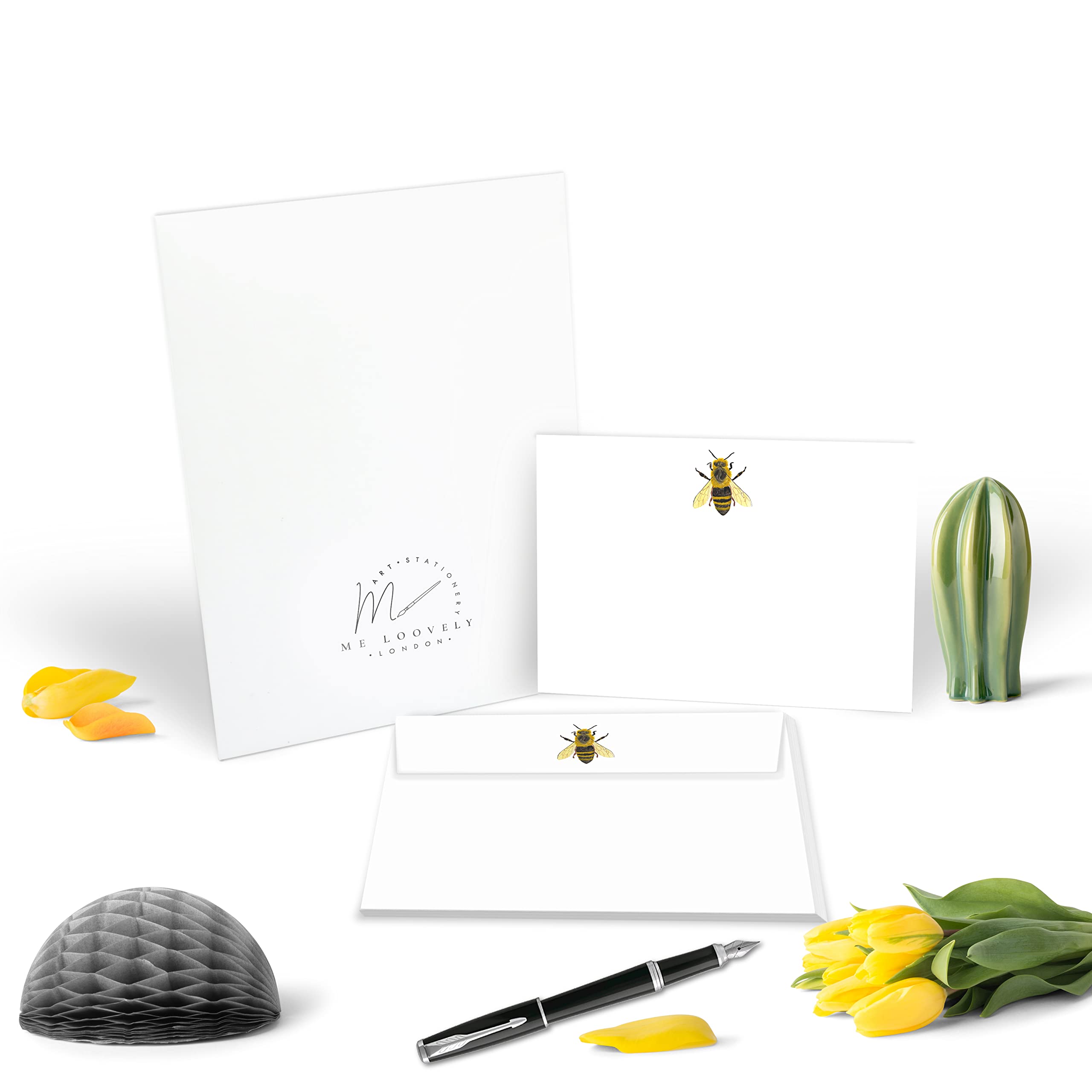 Me Loovely Honey Bee Writing Sets Notecard and Envelopes Writing Flat Not Cards Stationary Supplies Christmas Gifts (Set of 10)