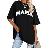 LOMON Oversized T Shirts for Women Short Sleeve Crewneck Summer Tops Loose Casual Mama Shirts Basic Tee