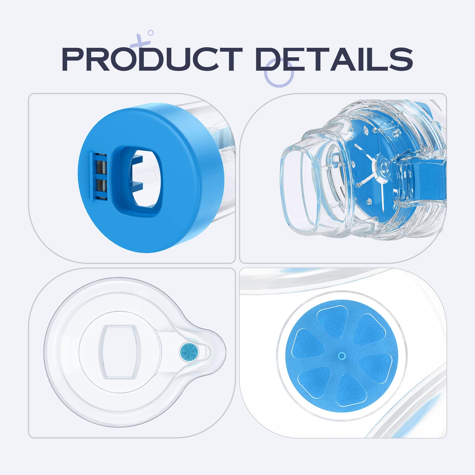 Handheld Inhaler Spacer for Infants, Children, and Adults - Anti-Static - Portable Design for Home, School, and Travel - Soft Silicone Mask - Nessi OTC Spacer - Easy to Clean (Blue Kids)