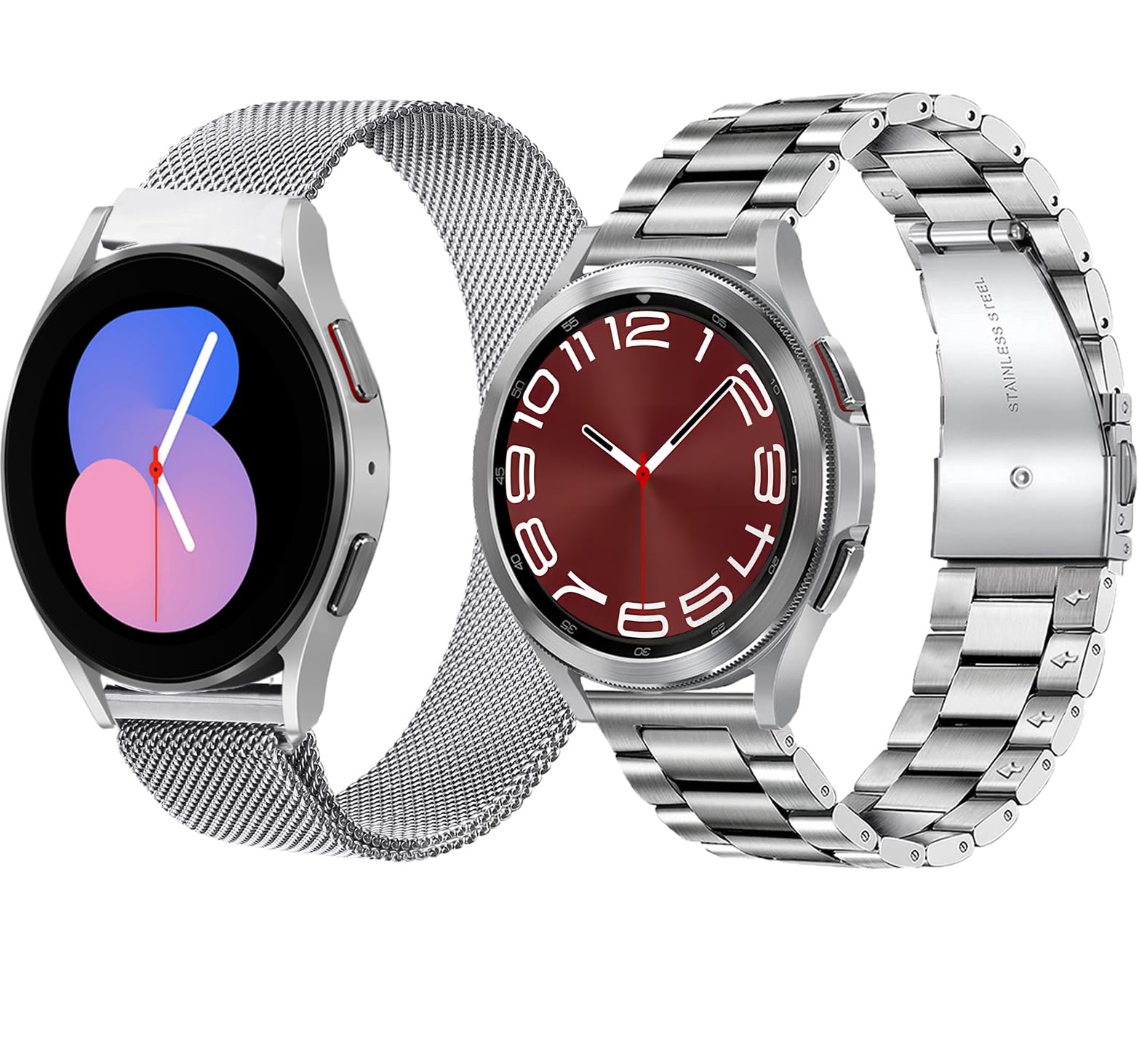 OTOPO Compatible with Garmin Vivoactive 6/5/3, Garmin Forerunner 165/55/245/645, 2Pack 20mm Metal Wristband Strap for Venu/Sq/Sq 2/Venu2 Plus 43mm Men and Women