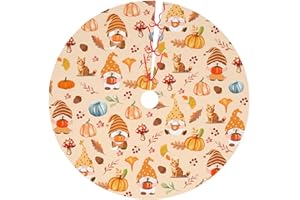 ROVOZAR Christmas Gnome Tree Skirt 36in, Christmas Decorations for Tree, Autumn Pumpkin Christmas Decor, Xmas Mat for Holiday Party Decor Indoor