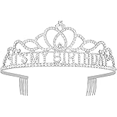 ACO-UINT Silver Birthday Crown for Women, Happy Birthday Headband It's My Birthday Crown, Birthday Girl Crown Birthday Queen Tiara Birthday Decorations Birthday Gifts