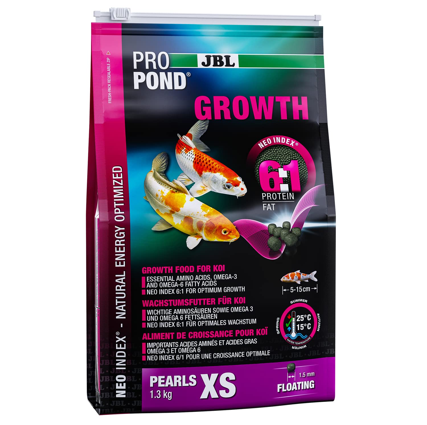 JBL Growth Food for Koi, Floating Food Pearls, Special Food, ProPond Growth, Size XS, 1.3 kg