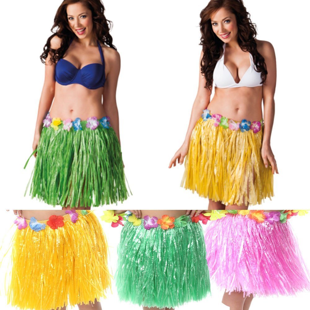O\'Keer Grass Skirt Hawaiian Costume - OKEER Magic Buckle Plastic Skirt Used In The Party Table Decorating Homemade Clothes(Mixed)