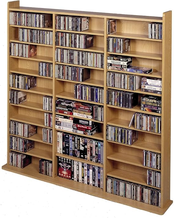 Leslie Dame CD-1500 High Capacity Vinyl Veneer Multimedia Rack, Oak