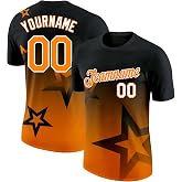 Custom Gradient Baseball T-Shirt Personalized Star Print Graphic Athletic Sports Tee Shirt for Men Women Youth, XS-5XL