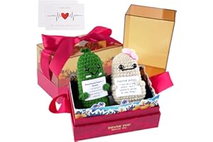 DHOEM Positive Potato and Emotional Support Pickle Funny Gift Box,3 Inch Mini Cute Crochet Doll with Unique Card for Cheer Up Friend Gifts,Best ​Birthday Easter New Year Christmas Knitted Gifts