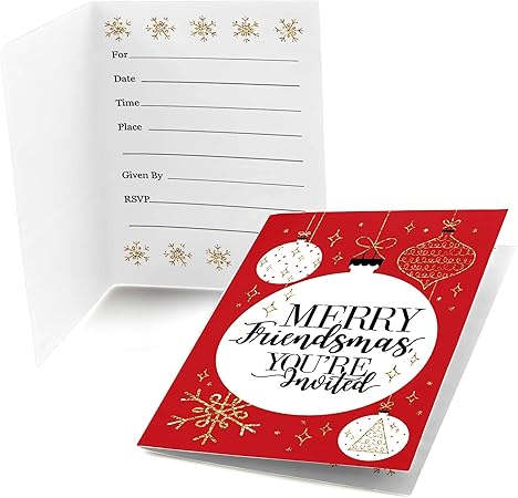 Amazon Co Jp Big Dot Of Happiness レッドゴールド 友だち 友達のクリスマスパーティー招待状 8個 おもちゃ