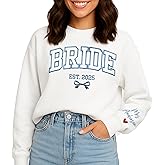 NAZENTI Personalized Embroidered Bride Sweatshirt, Mrs. Shirts Gifts, Bridesmaid Tshirt, Bridal Shower, Bachelorette, Wedding