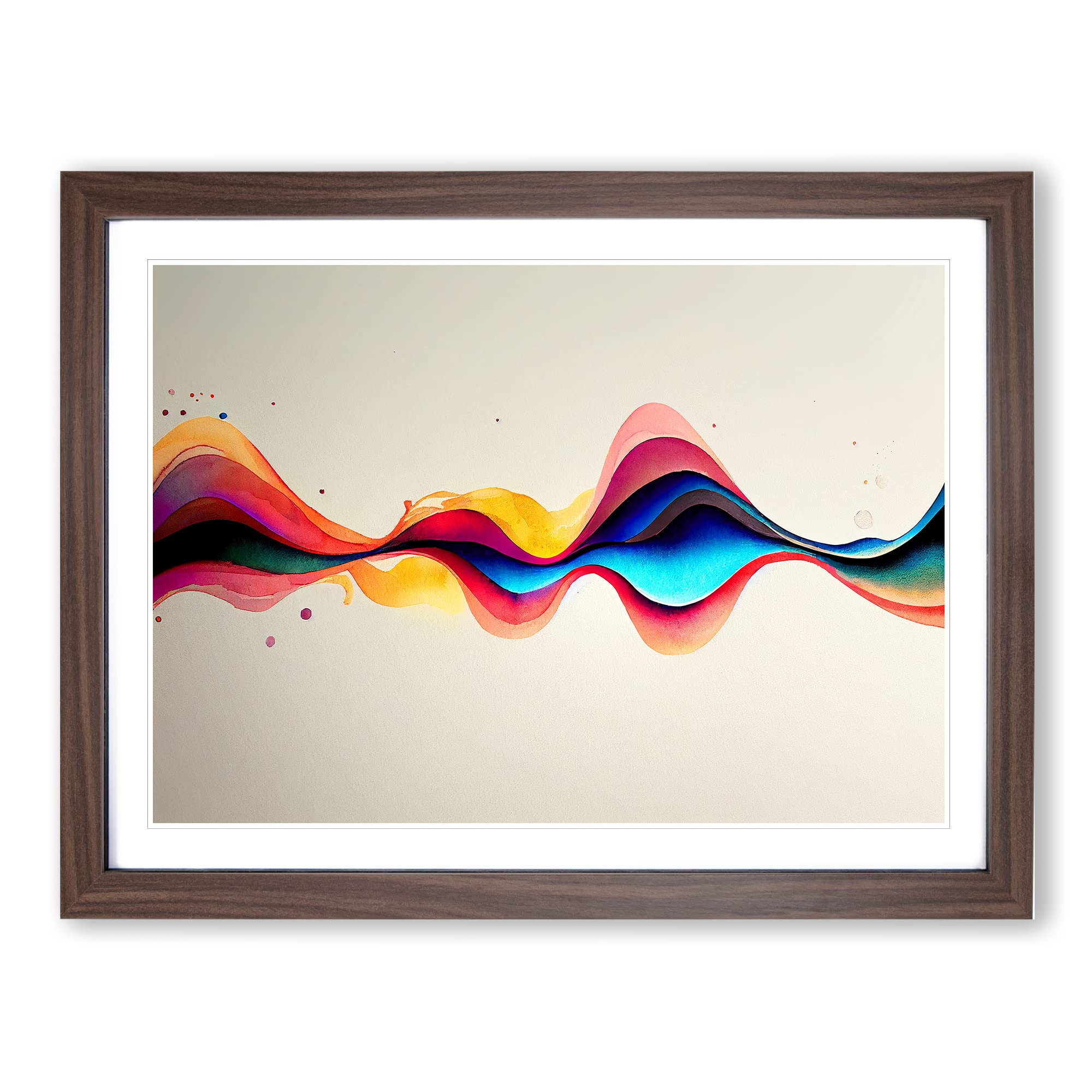 Abstract Soundwave Art Vol.2 Framed Print | A4 Walnut Framed Wall Art | Ready to Hang | Abstract Fantasy Picture | Living Room Bedroom Lounge Office