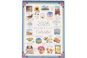 2026 Bucket List Calendar – Inspirational Goal-Setting Hanging Wall Calendar with Monthly Bucket List Activities, Motivationa