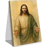 Jesus Canvas Wall Art Jesus Portrait Poster Print Catholic Divine Mercy Painting Christian Picture Religious Faith Artwork Wall Decor for Bedroom Living Room Church 12x16in Framed