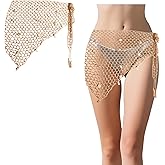 toresper Women Swimwear Cover up Sarong Wraps Sexy Fashion Hand Crochet Shawl Capelet Shell Beach Triangle Fishnet Skirt Wrap