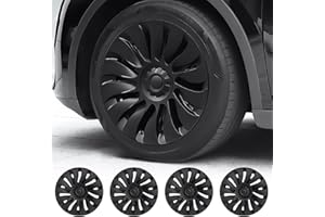 Klutchtech Model Y Hubcaps - 19 Inch Gemini Wheel Covers 19'' Hurricane Wheel Hub Caps - Left-Right Aero Symmetry Design Kit Fit Model Y Accessories 2024-2021 (Matte Black - 4 Pack)