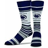 For Bare Feet Collegiate University Striped Dress Socks, One Size Fits Most Footwear for Men Women Youth, Game Day Apparel