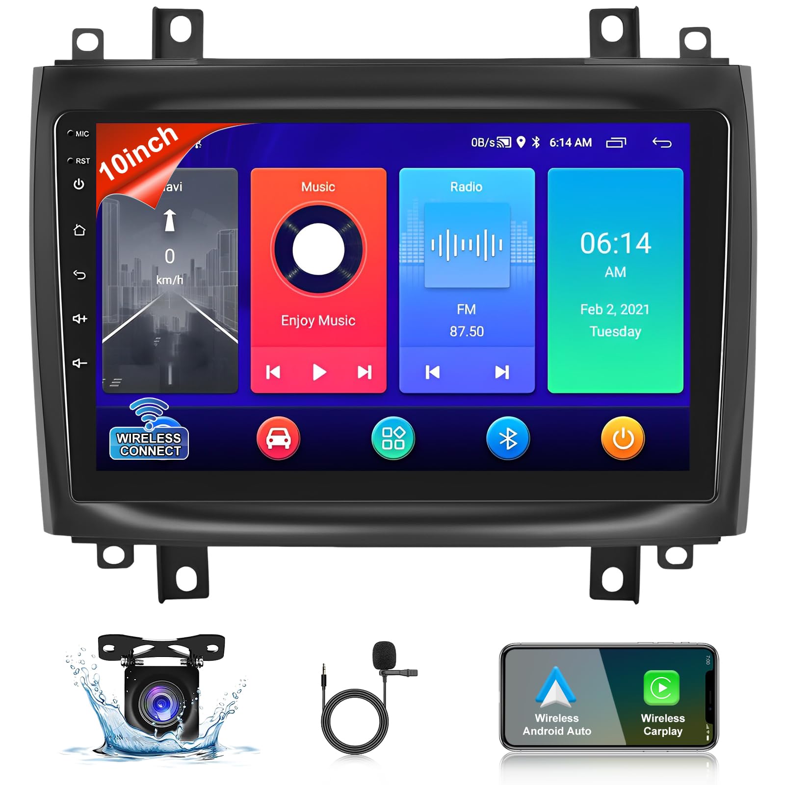 Photo 1 of Ftoghe Android 13 Car Stereo Radio for Cadillac CTS 2003-2007,for Cadillac SRX 2004-2008,10 inches IPS Touchscreen Stereo w/CarPlay &Android Auto,Support GPS Bluetooth SWC WiFi FM Backup Camera