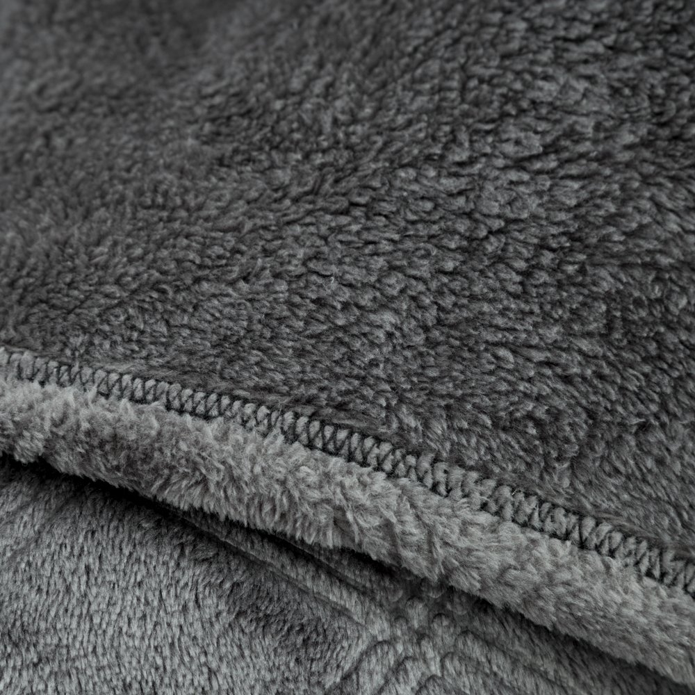 Luxury Fleece Throw Blanket Dark Grey Checkered Pattern Embossed Flannel Bed Throws Twin Size , Fluffy and Soft, Warm Blanket Throw for Couch/Chair 50\