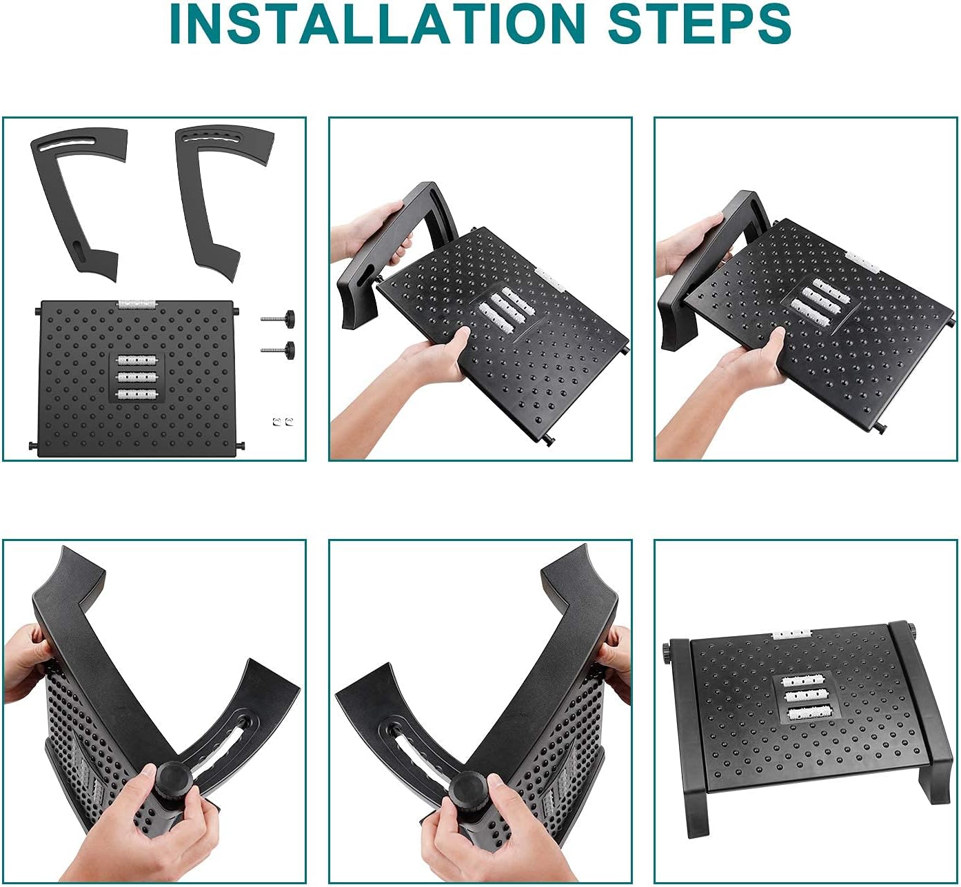 Adjustable Footrest for Under Desk, ACVCY Office Foot Rest with 6 Height Levels, Massage Texture and Roller Surface, Non Slip Base Ergonomic Under Desk Foot Rest for Improve Posture & Relief Pain : Office Products