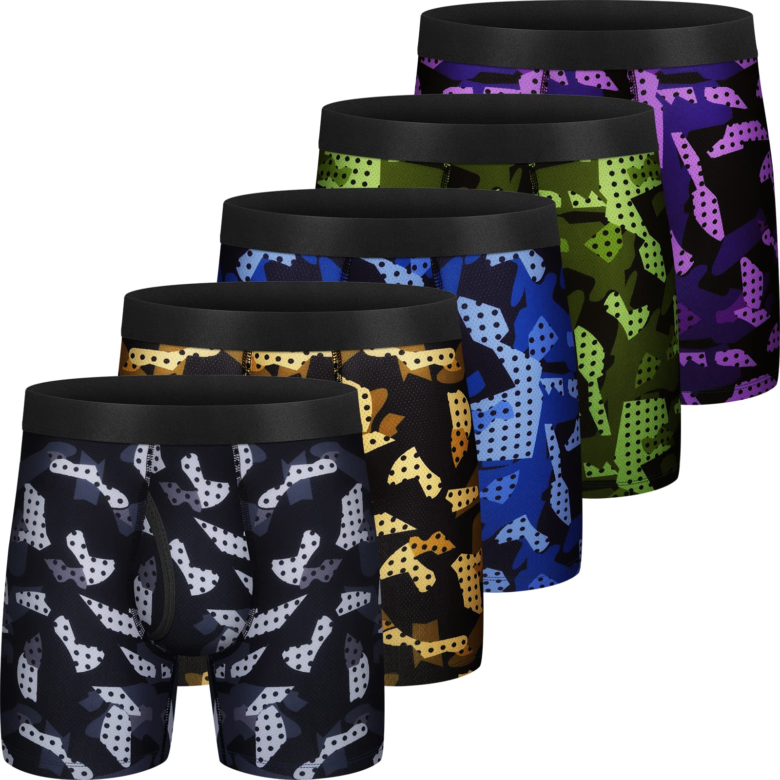 Photo 1 of ***MISSING PIECES*** longfor Mens Boxer Briefs Quick Dry Sport Boxer Briefs No Ride-up 6’’Athletic Mesh Performance Underwear with Fly for Men Pack XL