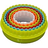 NELPLA Two Side Round Cookie Cutters ,Biscuit Cutters and Fondant cake Cutters, Set of 6 PCS, Assorted color