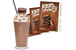 Keto Chow Chocolate Peanut Butter - Keto Meal Replacement Shake Powder - Nutritionally Complete - Low Carb - Delicious Easy Meal Substitute - Protein Rich You Choose The Fat - Single Meal - 3 Pack