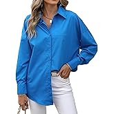 JMSHIHUA Womens Button Down Long Sleeve Shirts Loose Fit Casual Work Oversized Blouse Tops