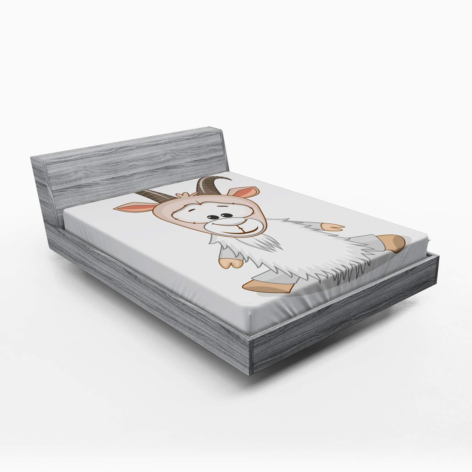 Ambesonne Goat Fitted Sheet, Ibex with Small Hooves