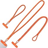 KITANIS 3 Pack Phone Lanyard,1×Phone crossbody strap,1×Phone Neck Strap,1×Wrist Strap,3×Tether Tabs,Universal Cell Phone Multifuctional Patch Polyester Lanyards(Orange)