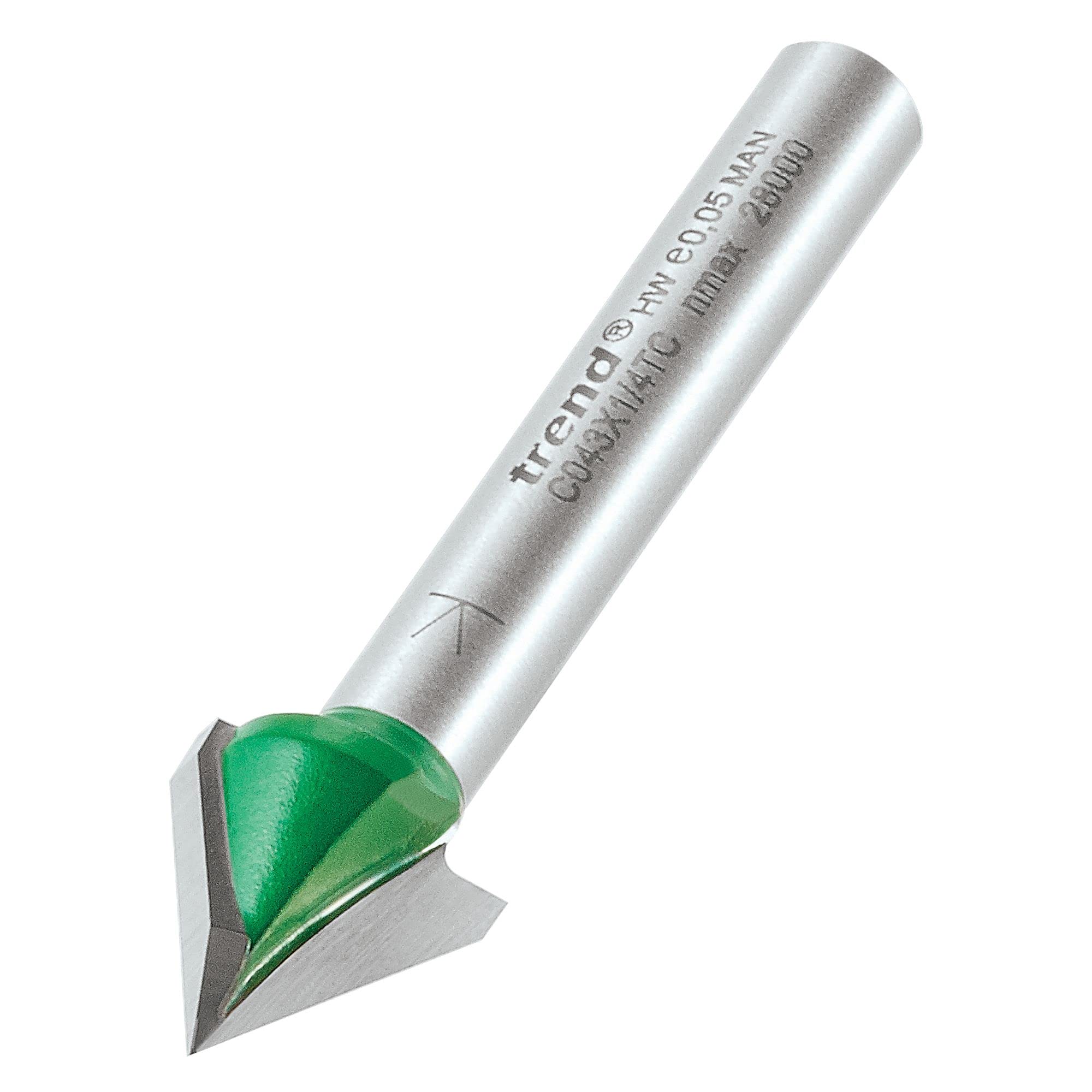 Trend CraftPro Chamfer Router Cutter, 1/4 Inch Shank, 12.7mm Cut Diameter, 60 Degree V Groove, Tungsten Carbide Tipped, C043X1/4TC