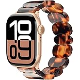 AIRSPO Resin Apple Watch Bands for Women Compatible with Apple Watch 11/10/9/8/7 38/40/41mm, 42/44/45/46/49mm iWatch Fashion Handmade Dressy Watch Bands Replacement Series 6/5/4/3/2/1/SE (Crescent Moon)