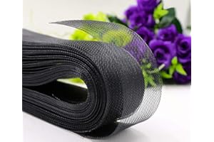 Abbaoww 50 Yards Stiff Horsehair Braid 1/2 Inch for Polyester Boning Sewing Wedding Dress Dance Gowns Dress Accessories, Black