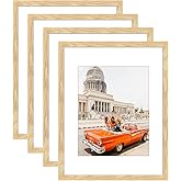 ATOBART 11x14 Picture Frame Set of 4,8x10 with Mat or 11x14 Without Mat with Perspex Glass Vertical or Horizontal Tabletop Display, Paintings, Posters, Artwork, Birthday Christmas Gift