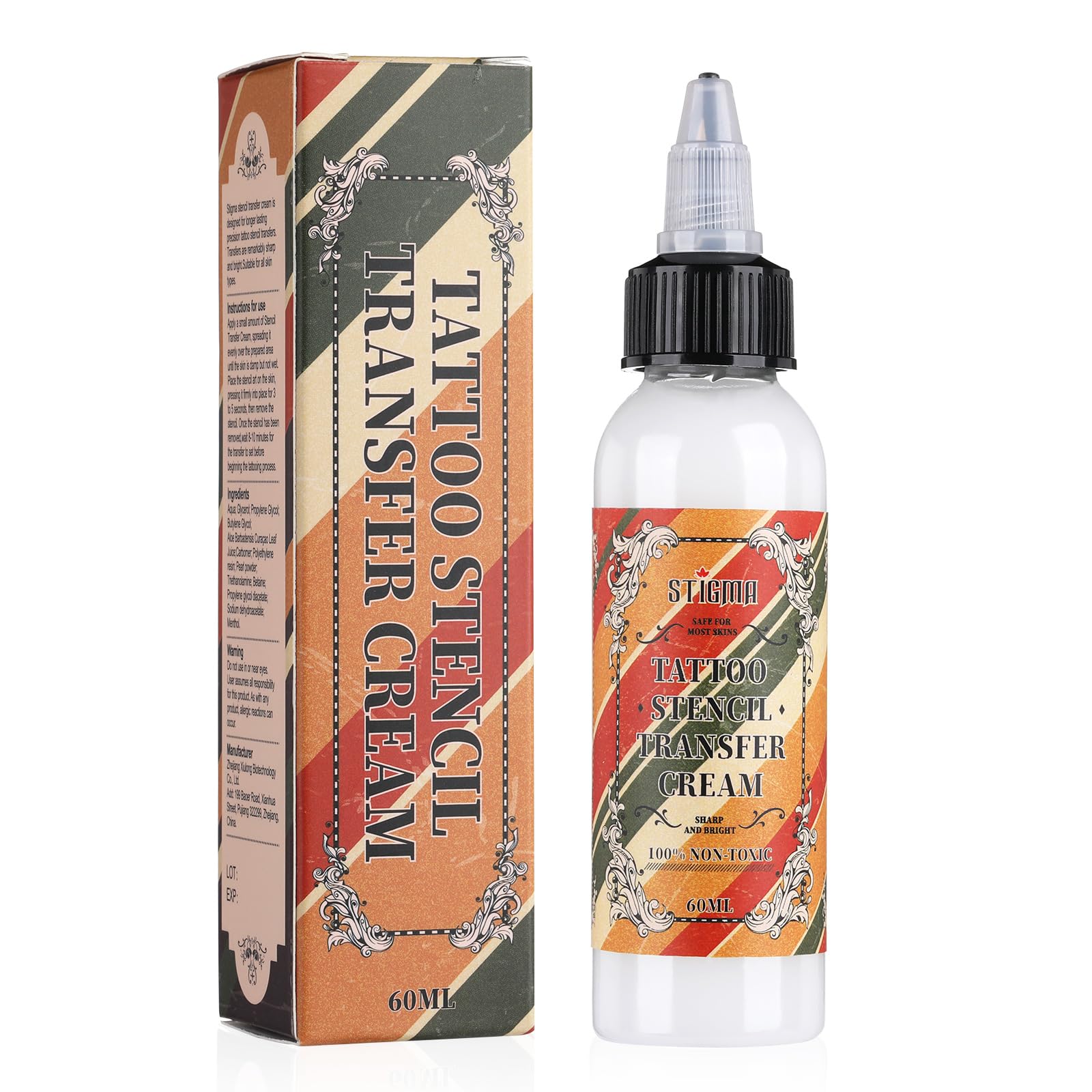 STIGMA 60ml Tattoo Transfer Cream Gel Professional Stencil Transfer Gel Long-Lasting Tattoo Balm for Tranfer Stickers Paper Tranfer Machine T307-60ML