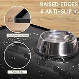 MateeyLife Cat Food Mat Anti-Slip Silicone Waterproof 46x30cm Black view 3