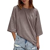 UNCLECAT Womens Oversized Half Sleeve T Shirts Summer Tops Trendy Crew Neck Loose Fit Workout Tee Clothes