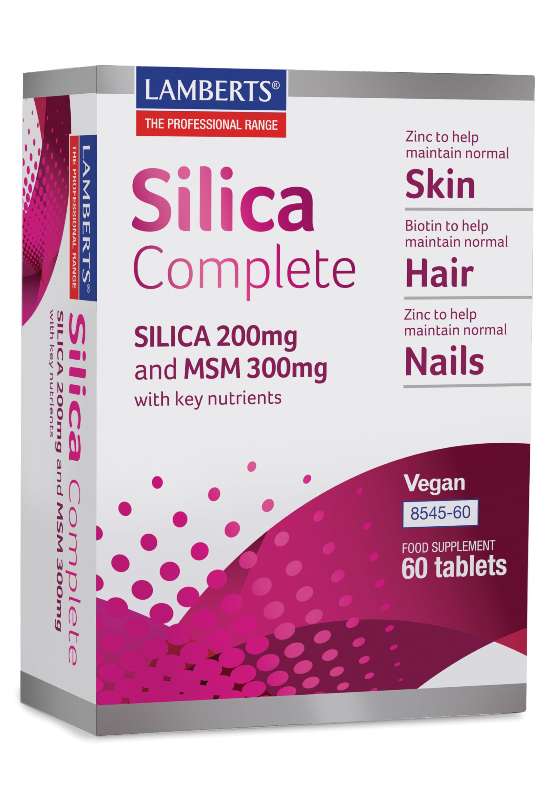 Lamberts Silica Complete – with Bamboo-Derived Silica, MSM, Biotin, Zinc & Vitamin C – Hair, Skin & Nails Support – 60 Vegan Tablets