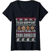 Womens Funny Christmas Tech Support Shirt Computer Programmer Gift V-Neck T-Shirt
