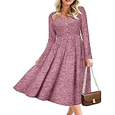 CARCOS Plus Size Sweater Dress Long Sleeve Henley Crew Neck Pullover Casual Fall Winter Knit Midi Dresses with Pocket XL-5XL
