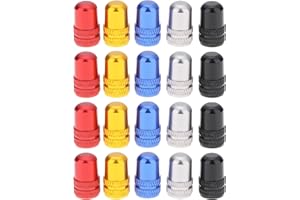 SG Store 20pcs Bicycle Schrader Valve Caps Red Black Blue Silver Gold 16x10mm for Road Bikes Mountain Bikes