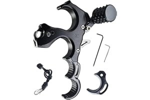 xxiaojun Compound Bow Aid Releaser with Wrist Straps and Adjustment Tool,Archery Release Aids with 3 OR 4 Thumb Release Adjustable,Aluminum Alloy Aids.Non-Slip Design with Circle Points.
