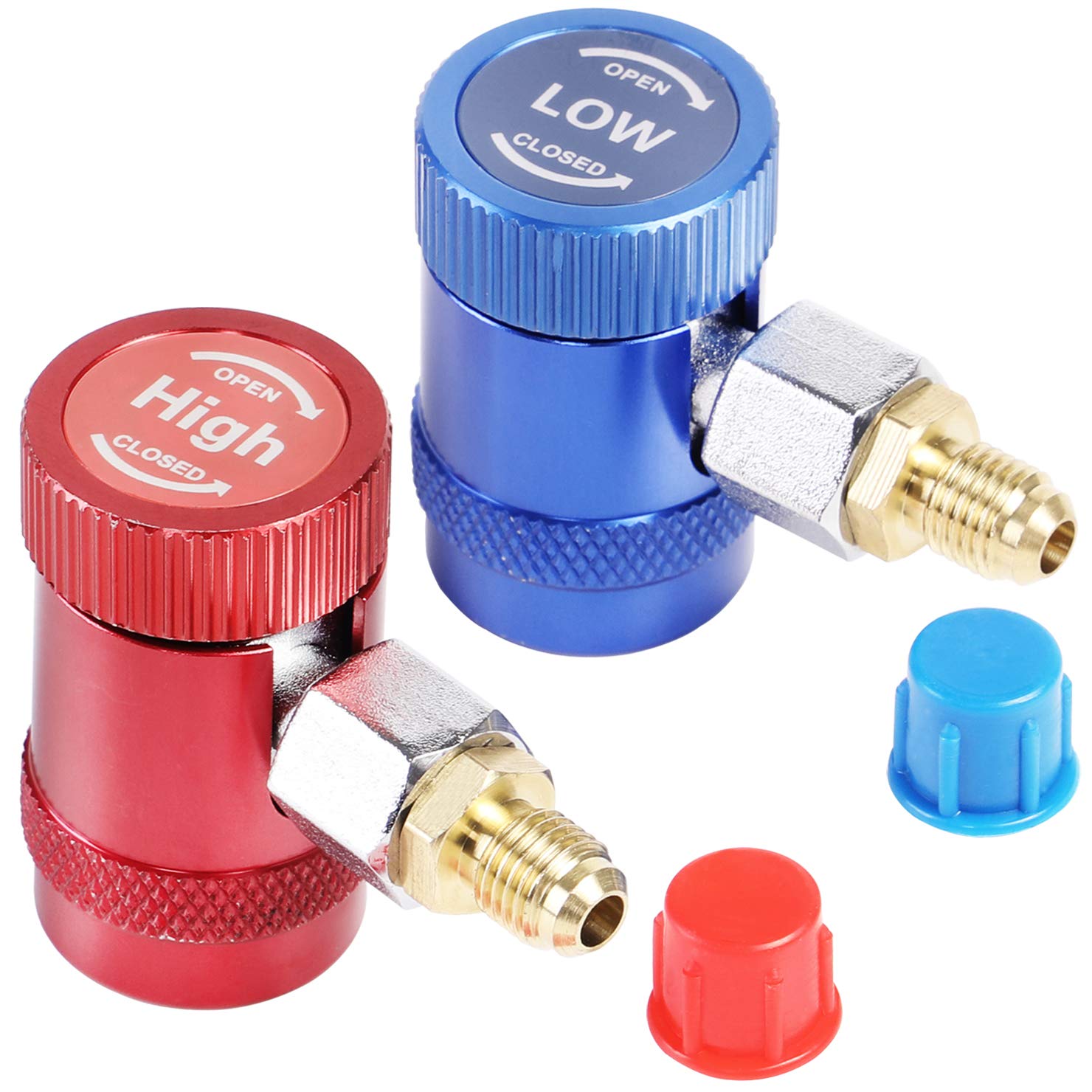 Photo 1 of YSTOOL Automotive AC R1234yf Adjustable Quick Coupler Adapter Kit HVAC High Low Connector Conversion with 1/4 inch SAE Male Flare Work with Standard Auto Air Conditioner Manifold Gauge